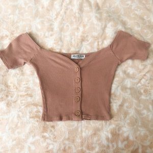 NWOT LIGHT PINK OFF THE SHOULDER CROP TOP